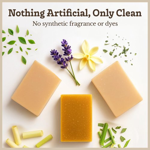 Southern Natural Goat Milk Soap Bar (Variety 3 Pack) Lavender, Lemongrass, Spa Fusion - For Dry Sensitive Skin. Natural Handmade Soap For Face and Body.(Each Bar 4-4.5 oz)
