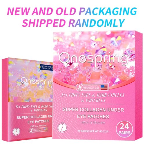 Onespring Under Eye Patches (24 Pairs) - Eye Masks for Wrinkles, Puffy Eyes, Dark Circles, Eye Bags, Valentine's Day Gift, Gifts for Teenage Girls, Under Eye Mask for Refreshing, Revitalizing