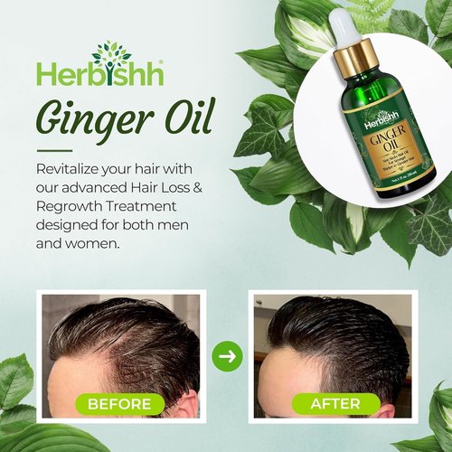 Herbishh Hair Color Shampoo for Gray Hair – Hair Dye Shampoo and Conditioner + Ginger Oil 30mL Hydrating Hair Oil + Pro Keratin Argan Oil Hair Mask for Dry, Damaged Hair 150mL (Black Brown)