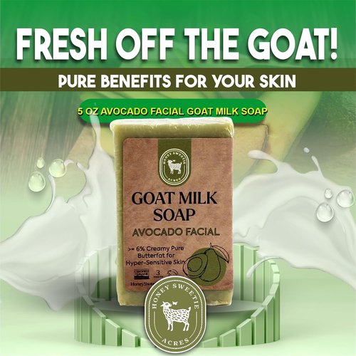 Honey Sweetie Acres Avocado & Goat Milk Facial Cleansing Bar - All-Natural Moisturizer | 3 Oz, Eco-Friendly, Handcrafted in USA