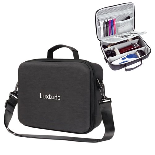 Luxtude Large Barber Case, Hard Barber Bags for Clippers and Supplies, Travel Hair Clipper Case, Clipper and Trimmer Cases with Shoulder Strap, Easy Carrying