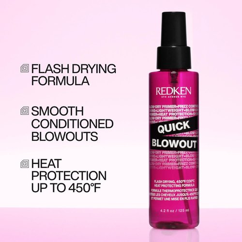 Redken Quick Blowout Heat Protectant Spray - Lightweight Styling Primer for All Hair Types, Smooths & Adds Shine