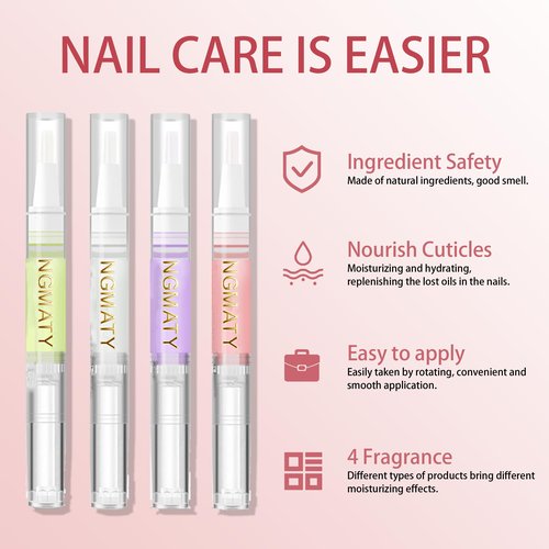 NGMATY 2PCS Cuticle Oil Pen, Finger Edge Manicure Nourishing Pen, Multiple Flavor Cuticle Revitalizer Oil Pen, Nail Strengthener And Growth For Damaged Skin Thin Nail, 2ml (Rose)