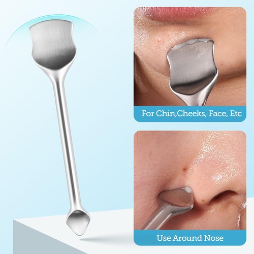 LitBear Pore Prep Tool, Blackhead Remover Pimple Popper Tool Kit, Stainless Steel Blackhead Extractions Tool for Acne, Whitehead Popping, Blemish, Comedone, Pink