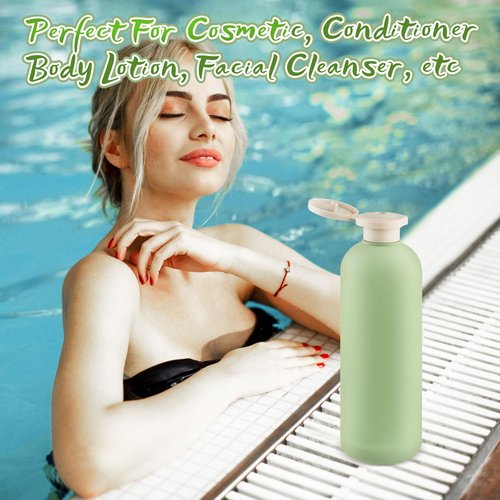 5 Pcs 400ml/13.5oz Squeeze Bottles Plastic Travel Lotion Bottles Refillable Containers with Flip Cap for Toiletries Creams Lotion Shampoo Conditioner