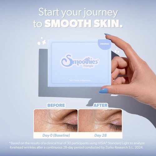 Smoothies Triangle Wrinkle Patches for Face Overnight - Facial Patches for Elevens, Crows Feet and more, 144 Facial Adhesives per Box - Face Tape, Made in the USA