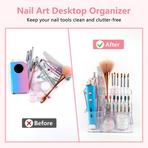 Nail Drill Holder, 21 Holes Nail Drill Machine & Bits Storage Box, Acrylic Nail Drill Bit Holder Professional Nail Tools Organizer, Nail Desk Organizer for Nail Tech
