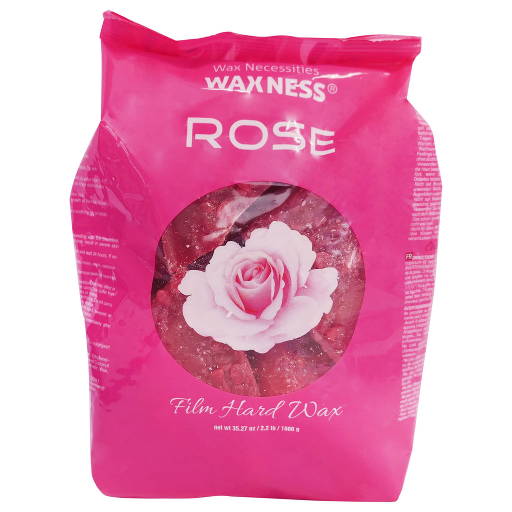 Waxness Film Hard Wax Beads Rose 2.2 lb (1 kg) – Stripless Professional Hard Wax with Rose Scent for Face & Body, Smooth Application – Made in Italy