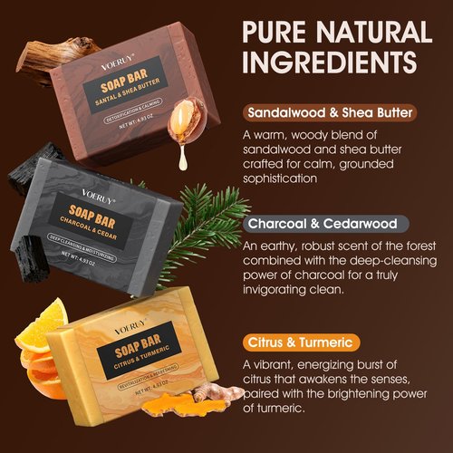 Skiennix Men's Bar Soap - Natural Handmade Deep Cleansing Soap for Face, Body & Shave | 14.8 Oz