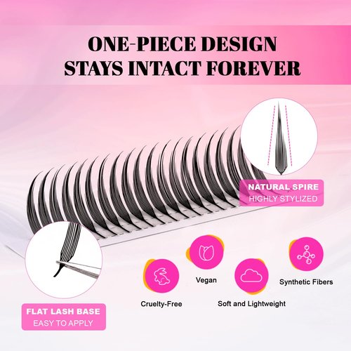 TDANCE Premade Anime Spire Lash Extensions for Professional Lash Artists - Anime Lashes Extensions, Plume Flake Lash Extensions, Lightweight, Perfect for Salon Use Comic Spire Lashes (0.07-C,8-15mm)