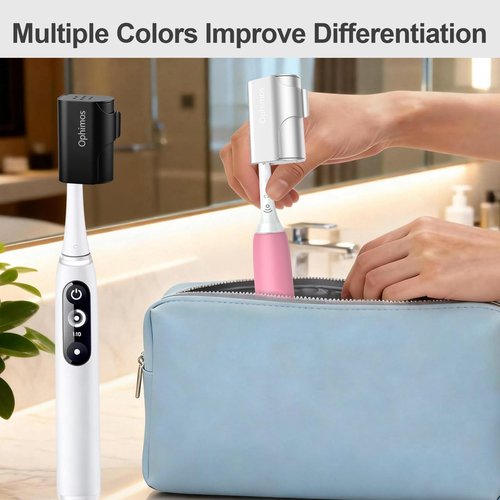 Ophimos Aluminum Alloy Toothbrush Head Cover, 2 Count Long-Lasting Travel Protector Case for Most Electric/Manual Brushes（Black+Silver）