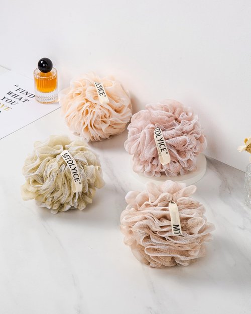 MTDLYICE Loofah Sponge, XL Large Loofah 75g 4 Pack, Bath Sponge Soft Mesh Shower, Body Scrubber, Loofah for Men, Bath Accessories Body wash Foaming (Beige)