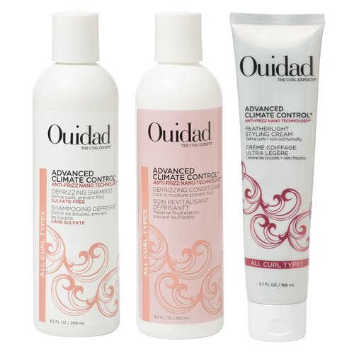 Ouidad Advanced Climate Control Bundle | Anti-Frizz Shampoo, Conditioner & Styling Cream for All Curl Types - Sulfate-Free, Moisture Locking, Lightweight Hold
