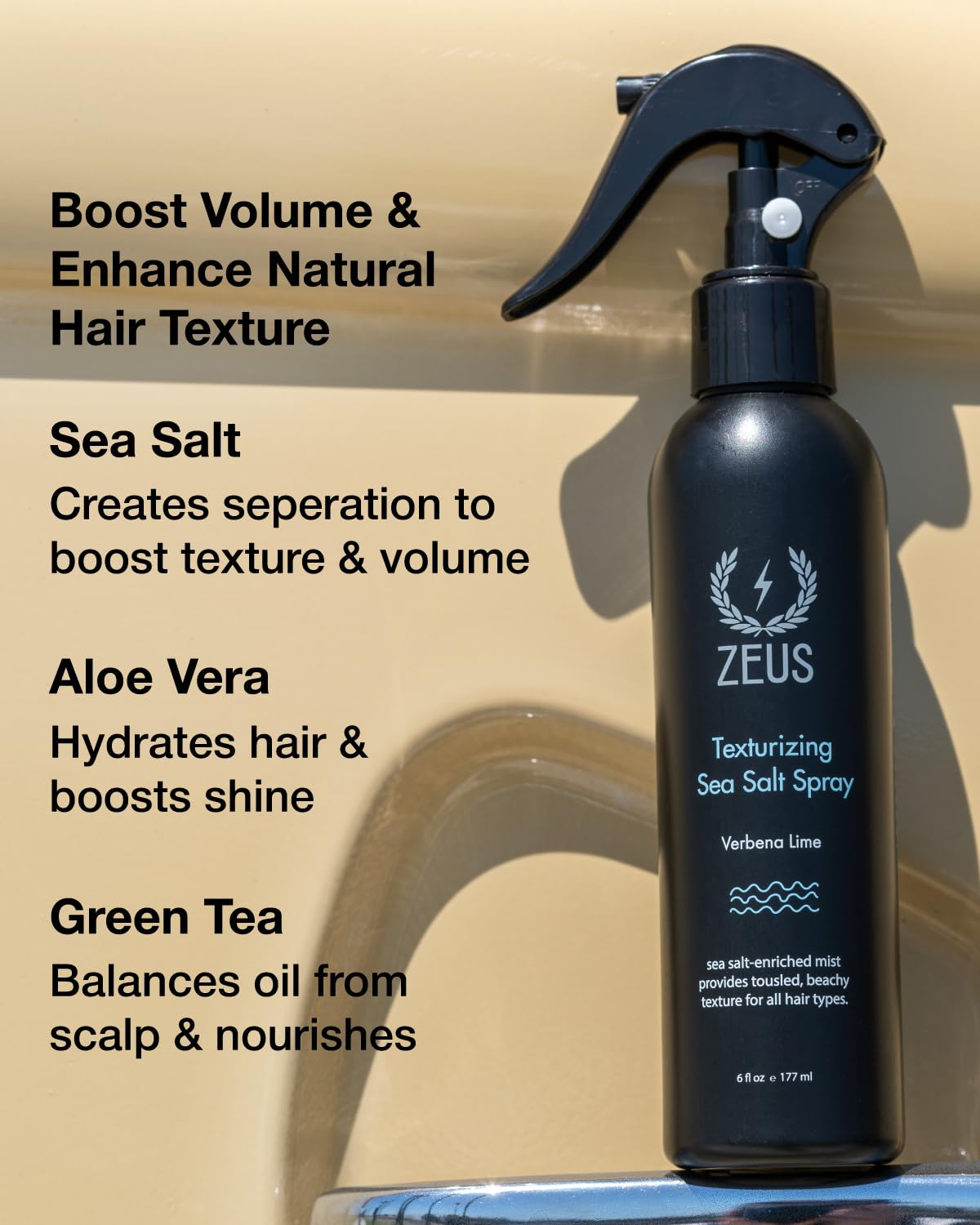 ZEUS Texturizing Sea Salt Hair Spray - Professional Volumizing Mist for Effortless Beachy Hair & Beard, Lightweight Hold