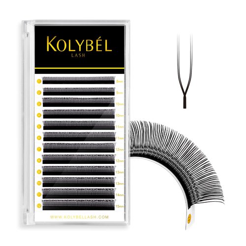 KOLYBEL U Eyelash Extension 2D UU Lash Extensions 0.07 D Curl Handwoven U Shaped Lash Easy Fan 8-15mm Russian Volume Crisscross Eyelashes Extension(2D UU-0.07-D-8-15mm)