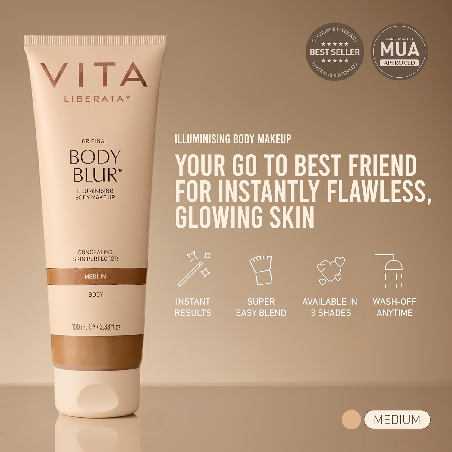 Vita Liberata Body Blur - Flawless Leg and Body Makeup for Radiant Glow | Skin Perfecting Foundation