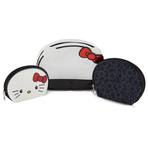 Hello Kitty Cosmetic Case Set - Girls, Boys, Teens, Adults - Officially Licensed Hello Kitty Travel Cosmetic Case 3 Piece Set (Clear Black)