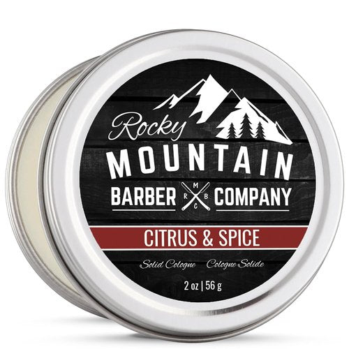Rocky Mountain Barber Company Solid Cologne for Men - Citrus & Spice Scent - 2 Oz | Long-Lasting, Moisturizing Formula