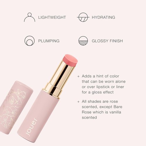 Jouer Essential Lip Enhancer Shine Balm - Tinted Moisturizing Lip Balm with Jojoba Oil - Natural Plump & Nourish