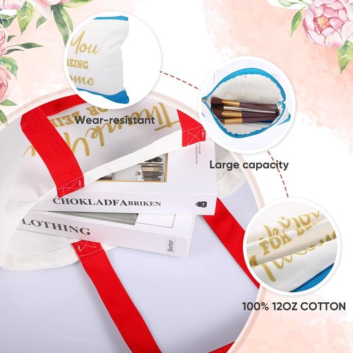 Clysee 24 Pcs Thank You Gifts Bulk for Women Inspirational Teacher Tote Bags Appreciation Canvas Makeup Bags Thank You Being Awesome Bag Christian Gifts for Teacher Nurse Graduation Coworker