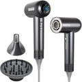 HERLLY Hair Dryer,1600W High Speed Ionic Blow Dryer with Diffuser,Plasma Hair Dryer with Facial Mode(Silver Gray)