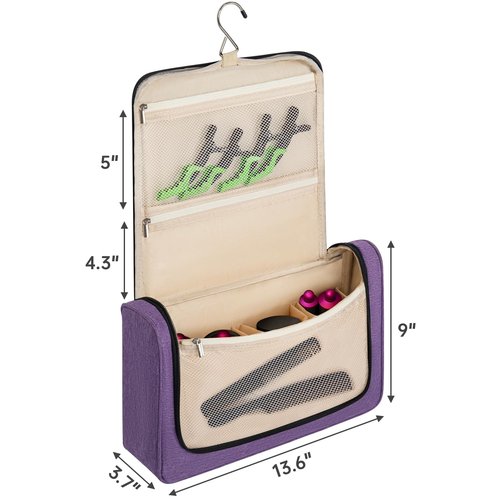 Travel Storage Bag Compatible with Dyson Airwrap Styler & Attachments - Portable Hanging Organizer with Hook, Water-Resistant & Scratch-Proof Case for Curling Barrels, Brushes, Accessories (Purple)