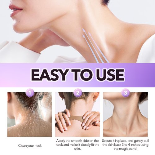 Bocello 20PCS Neck Tape Lifting Invisible, Neck Lift Tape, Reusable Face Lifting Tape Invisible, High Elastic Strips for Double Chin Ne-ck Jowls, Improve Ne-ck Lines and Wrinkles