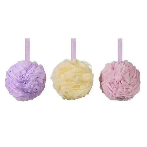 dearcloud XL Classic Loofah Travel Set of 3 – Exfoliating Body Scrubber for Smooth, Radiant Skin (Lavender)