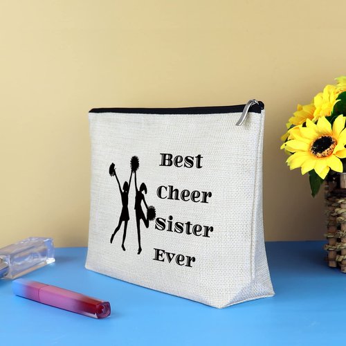 Cheer Gifts Cheer Sister Makeup Bag Gifts for Girls Women Cheerleader Gifts Cheer Team Gift Cheer Friends Friendship Gift Cheerleading Gift Travel Cosmetics Bag Birthday Christmas Graduation Gifts