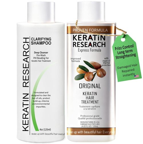 Keratin Research Brazilian Keratin Hair Straightening Complex - Long-Lasting Blowout Treatment with Argan Oil (2x 120ml)