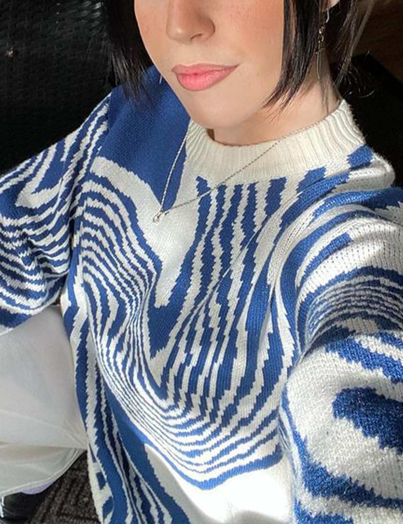 Yimoon Mens Oversized Graphic Sweaters Crewneck Y2K Unisex Vintage Aesthetic Knitted Long Sleeve Jumper Tops(Blue-L)