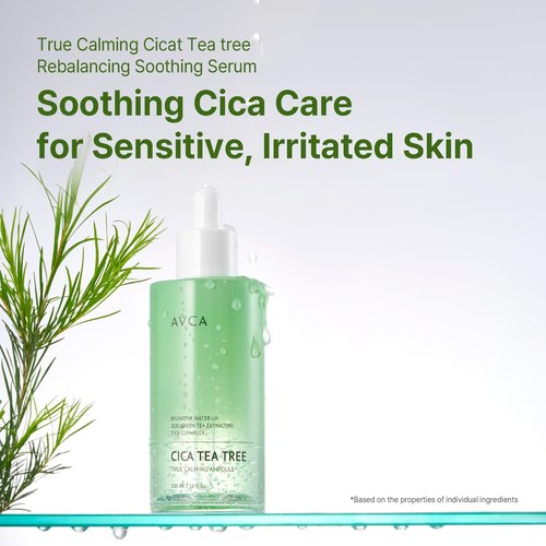 AVCA Cica Tea Tree Calming Serum - Soothing 100ml for Redness & Blemish-Prone Skin | Korean Skincare