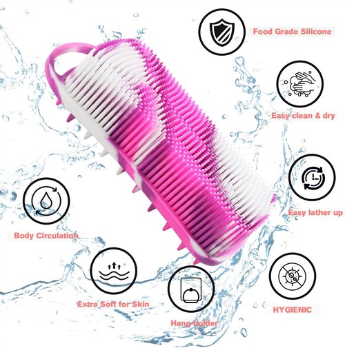 Skiennix Silicone Body Scrubber - Gentle Exfoliating Bath Brush for Women | Travel-Friendly Design