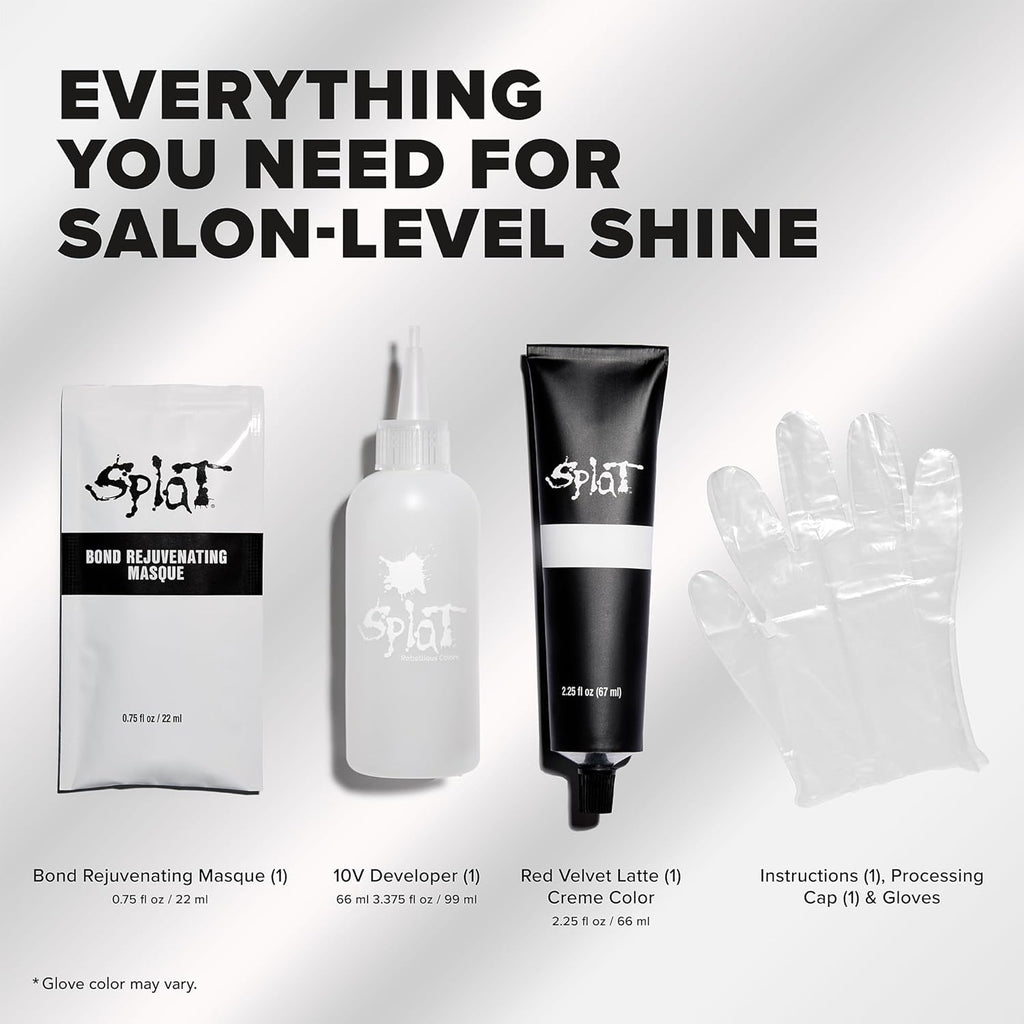 Splat ColorShine Demi-Permanent Hair Color - Vibrant Red Velvet Latte Shade, Long-Lasting Formula