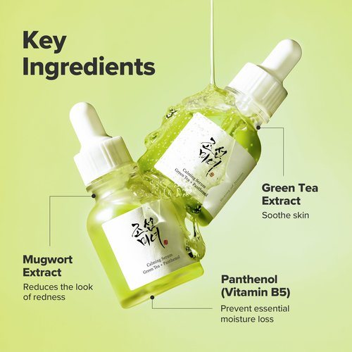 Beauty of Joseon Calming Serum Green Tea Panthenol Soothing, Moisturizing Sensitive, Acne-Prone, UV Irritated Skin, Daily Korean Skin Care for Men and Women (2 Fl.Oz.)