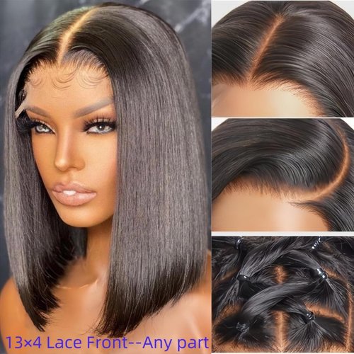 aibasi short Bob wig human hair 13x4 HD Lace Front Bob Wig Human Hair Comfortable Breathable Natural Short Style, Fluffy & Face-Slimming Heat-Stylable & Easy Care 200% Density