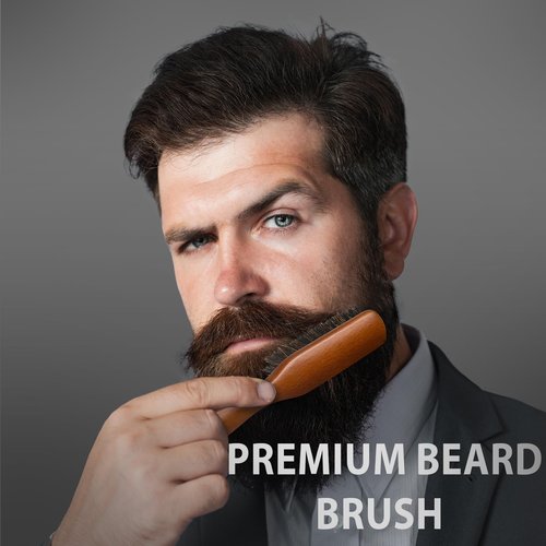 Beard Brush for Men, Ravego 100% Boar Bristle brush for Berad & Short Hair Detangle Add Natural Shine & Texture Exfoliates Skin and Scalp