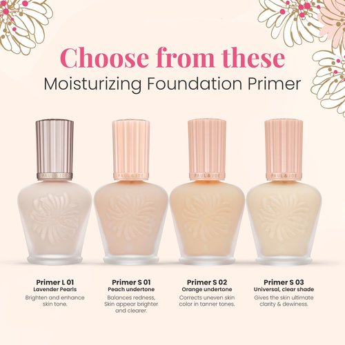 Paul & Joe Moisturizing Foundation Primer, Lightweight Makeup Primer, Sheer and illuminating Foundation Makeup, Face Makeup Base for Fair Complexions & Pink Undertones, Primer S 01 Peach, 1 fl oz