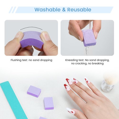 GazePlus 100 PCS Mini Nail Buffer Block, 2 Way Mini Buffers Coarse Grit 80/100, Small Buffing Block for Acrylic Nail Gel Polish Nails Pedicure & Manicure, Purple & Orange