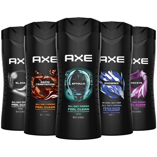 AXE Men's 3-in-1 Face, Body Wash & Shampoo Variety Pack - 5 Invigorating Scents, 16 Fl Oz Each