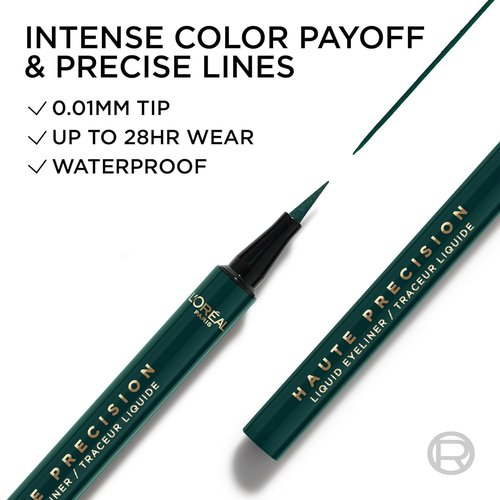 L'Oreal Paris Waterproof Liquid Eyeliner - Smudge-Proof Micro-Tip for 28HR Wear | 040 Green Velvet