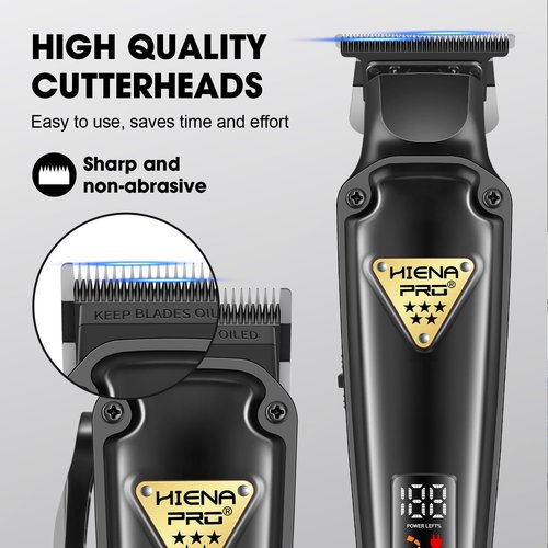 HIENA PRO Professional Hair Clippers Set & Cordless Barber Clippers for Men, Clippers Set and Trimmers Kit, Hair Cutting Tools, Clippers for Hair Cutting, Gifts for Men