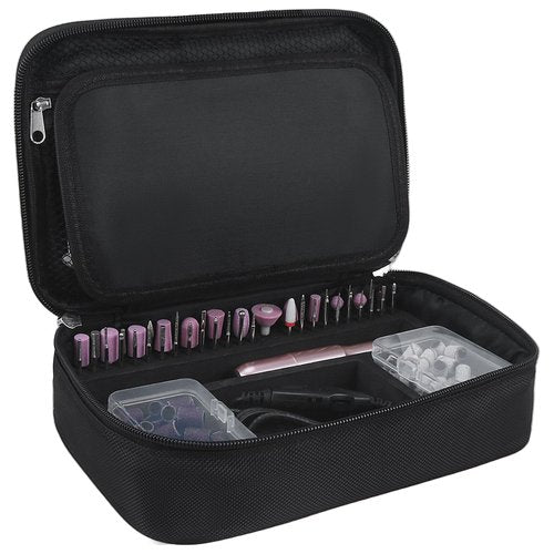 Meiiy Nail Drill Bag Nail Drill Bits Holder Bag Electric Nail Machine Kit Organizer Bag With Nail Sanding Bands Case Gift for Women (Blck)