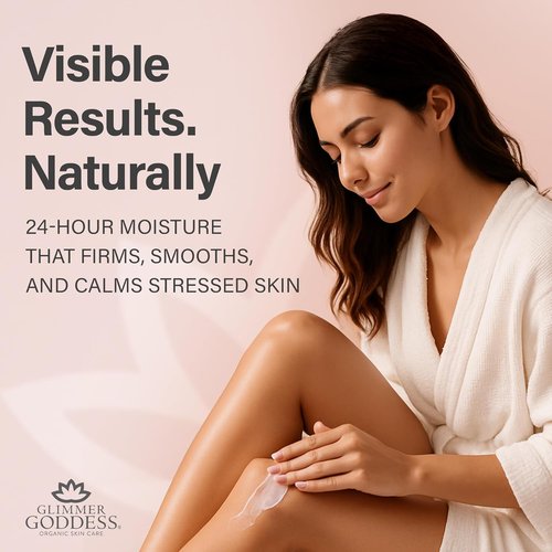 Glimmer Goddess Organic Whipped Body Butter - Moisturizing Cream with Shea & Cocoa Butter | Lavender & Lemon, 8oz