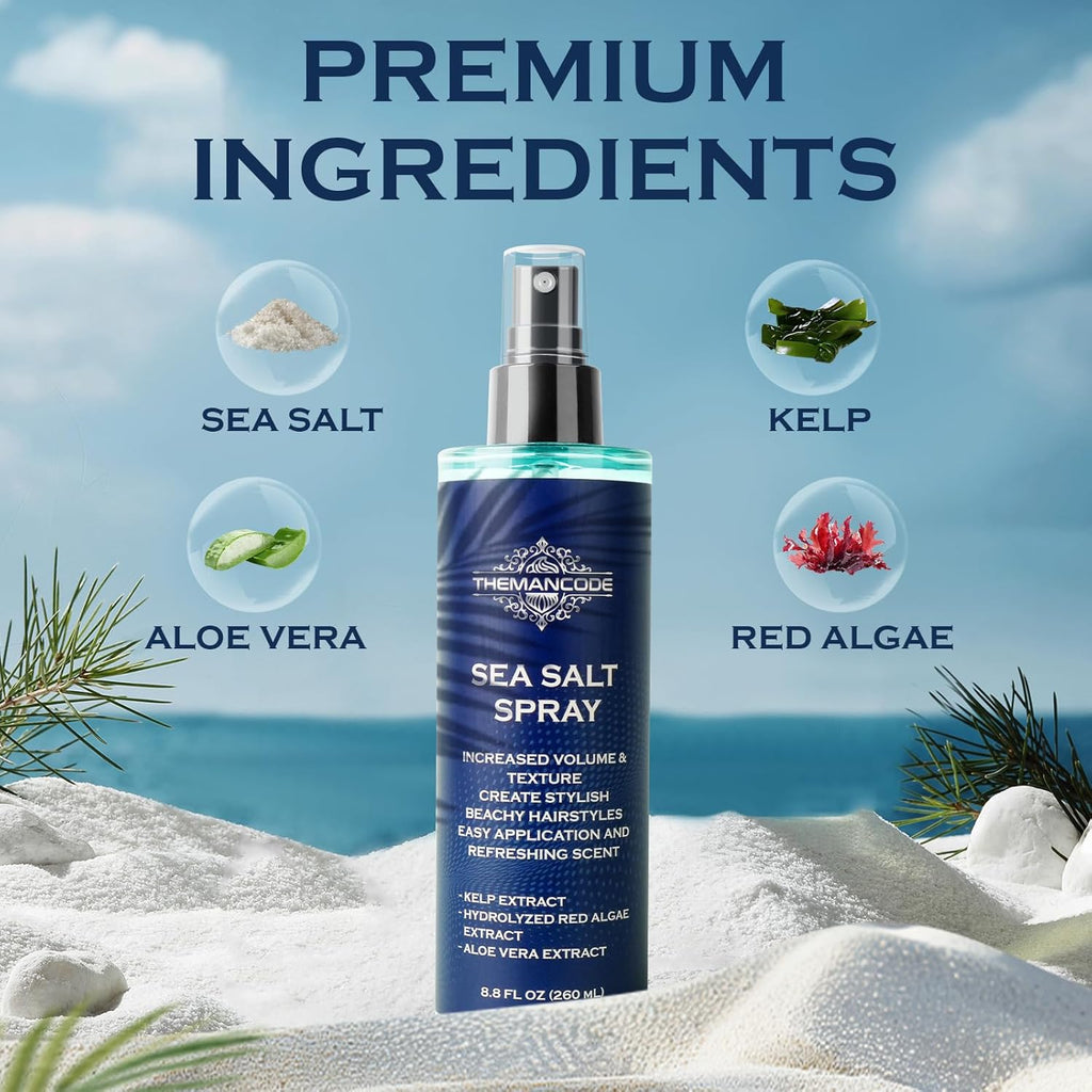 THEMANCODE Sea Salt Spray for Men - Texturizing Hairspray for Instant Volume | 8.8 Oz Travel Essential