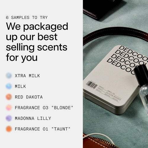 DedCool Fragrance Discovery Set - 6 Unique Scents | Non-Toxic, Vegan | Travel Size Perfume