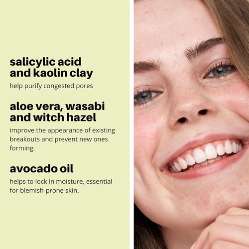 Nip+Fab Wasabi Clay Mask - Purifies Congested Pores with Kaolin Clay & BHA | 2.54 fl oz