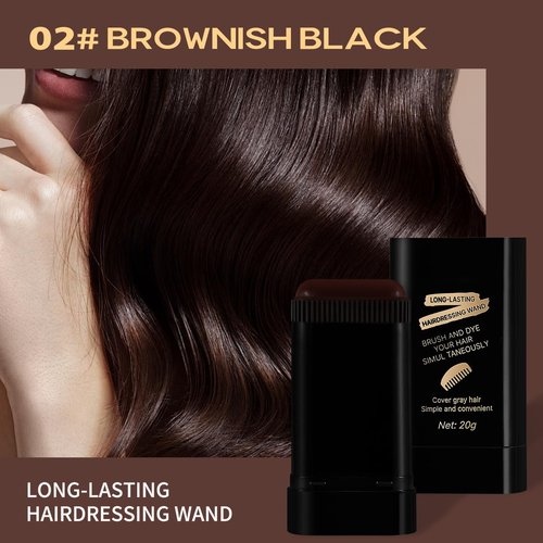Glo7 Hair Dye Concealer Stick - Instant Gray Root Coverage | Waterproof & Long-Lasting (Brownish Black)