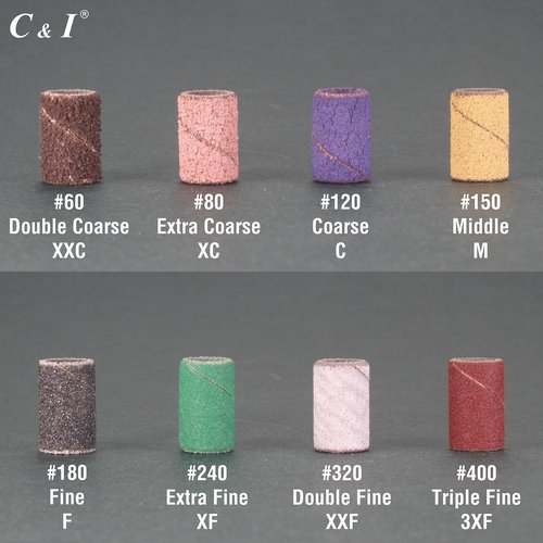 C & I Nail Sanding Bands 100 PCS Plus Upgrade Mandrel 1 PC, Nail Drill Bits for Acrylic Gel Nails Remove, Natural Nails Buffer for Nail Prep and Nail Shiner (Brown, #400 Triple Fine)