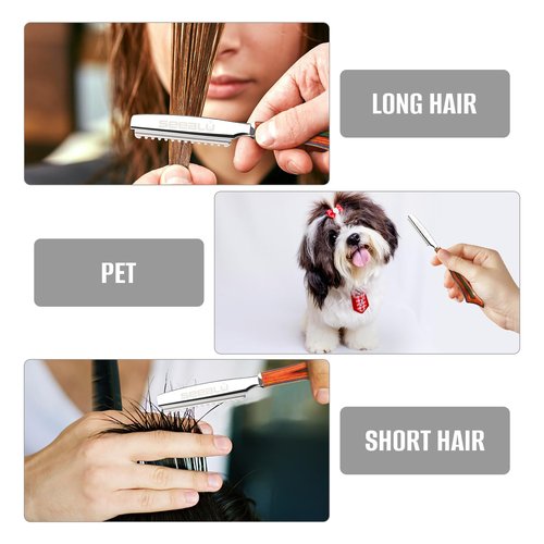 Hair Razors for Cutting, Wood Handle Hair Styling Razors, 10PCS Replaceable Stainless Steel Razor Blades, Professional Thinning Texturizing Razor for Women